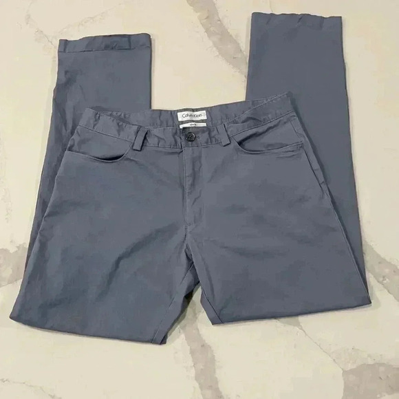 Calvin Klein Slim Fit Solid Light Blue Chino Pants Dress Men’s Size 32x32 - Picture 2 of 5